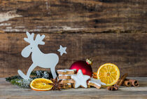 Funny Christmas decoration with reindeer for a christmas card by Alex Winter