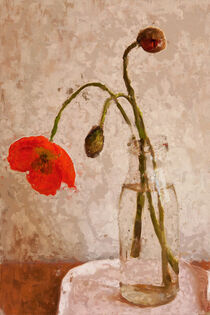 Mohnblumen in gläserner Blumenvase. Gemalt. by havelmomente