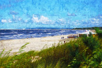 Strand von Usedome mit Dünen und Strandkörben. Gemalt. von havelmomente