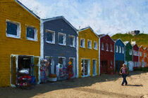 Hafen mit bunten Hummerbuden auf Helgoland Nordseeinsel. Gemalt. by havelmomente