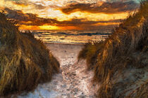 Weg zum Stand bei Sonnenaufgang. Ostsee. Gemalt. von havelmomente