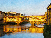 Sonnenuntergang am Ponte Veccio. Florenz. Gemalt. von havelmomente