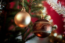Gold And Red Christmas Baubles by Jukka Heinovirta