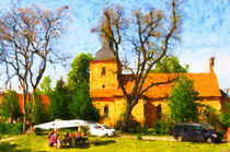 Ansicht der Kirche in Ribbeck im Havelland. Gemalt. von havelmomente
