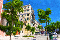 Altstadt von Korfu Stadt Kerkyra. Gemalt. Griechische Insel. by havelmomente