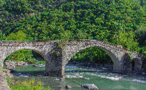 PIXEL ART on medieval bridge of Arnad in Aosta Valley, Italy by susanna mattioda