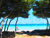Strand von Mallorca unter Pinien. Gemalt. by havelmomente