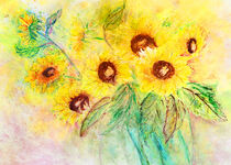 Aquarell Sonnenblumen in Vase. Gemalt. by havelmomente