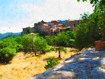 Stadtansicht von Valldemossa auf Insel Mallorca. gemalt. by havelmomente