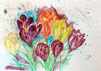 Gemalte Aquarell Blumen Krokusse. Frühblüher.  by havelmomente