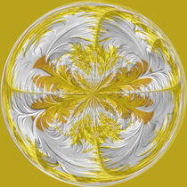 Lemon and Cream Fractal Orb Eleven by Elisabeth  Lucas