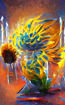 Sunflower in a glass. Abstract painting. von havelmomente