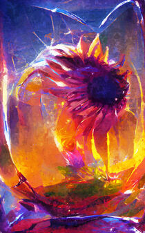 Sonnenblume Glaspiegelung abstrakt gemalt. by havelmomente
