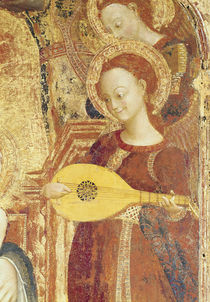 Virgin and Child Enthroned with six angels von Sassetta