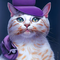 Lucky - Cat with a purple hat #2 by Digital Art Factory
