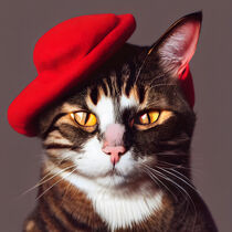 Jack - Cat with a French beret #5 von Digital Art Factory
