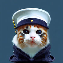 Captain Gus - Cat with a sailor beret #4 by Digital Art Factory