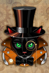 Steampunk Cat vintage retro surreal portrait von bluedarkart-lem