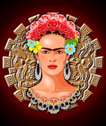 Frida Kahlo Aztec Golden Sun by bluedarkart-lem