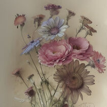 Retro Flowers in Style of Jean-Baptiste Monge by Michael Mayr