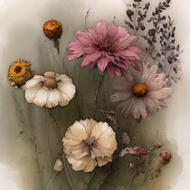 Retro Flowers in Style of Jean-Baptiste Monge von Michael Mayr