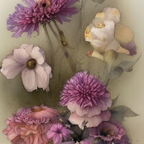 Retro Flowers in Style of Jean-Baptiste Monge by Michael Mayr