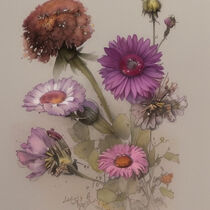 Retro Flowers in Style of Jean-Baptiste Monge by Michael Mayr