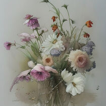 Retro Flowers in Style of Jean-Baptiste Monge by Michael Mayr