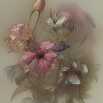 Retro Flowers in Style of Jean-Baptiste Monge by Michael Mayr