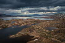 Landscape with blue lakes in Jotunheimen National Park in Norway from above von Bastian Linder