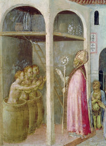 St. Nicholas Resuscitates the Three Children Thrown into Brine Tubs von Gentile da Fabriano