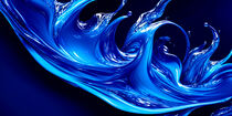 Blue Abstract Liquid Waves And Water Splashes Background by ravadineum