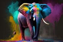 Elephant in colorful powder Holi festival  von Lana Malamatidi