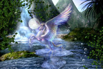 Unicorn and Magic Waterfall - Einhorn und magischer Wasserfall von Erika Kaisersot