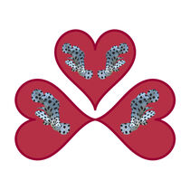 Zackenbarsch - Herzdesign | 3 Rote Herzen - Weißer Hintergrund von Ute Niemann