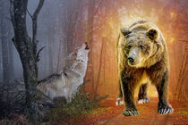 Mystic Animals Wolf and Bear - Mystische Tiere Wolf und Bär von Erika Kaisersot