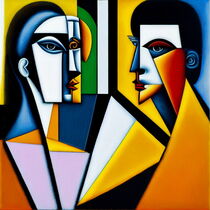AI-Generated Cubist Portrait of a Couple von Luigi Petro