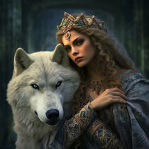 Mysterious Queen with Wolf - Geheimnisvolle Königin mit Wolf von Erika Kaisersot