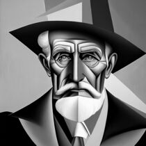 Portrait of old man in monochrome  cubism style. by Luigi Petro