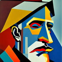 Portrait of old man in cubism style. by Luigi Petro