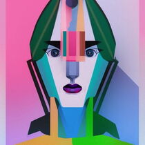 Cubist style portrait of a young woman. by Luigi Petro