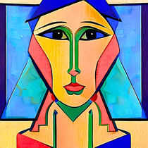 Cubist style portrait of a young woman. by Luigi Petro