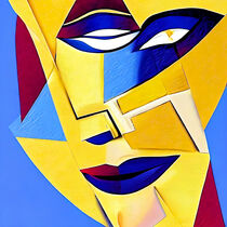 Cubist style portrait of a young woman. by Luigi Petro