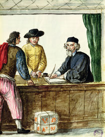 A Jewish Shopkeeper With Two Clients  by Jan van Grevenbroeck