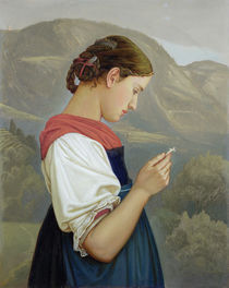 Tyrolean Girl Contemplating a Crucifix von Rudolph Friedrich Wasmann