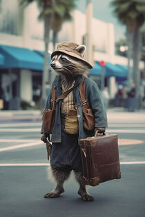 Cunning Raccoon on the Street LA - Listiger Waschbär auf der Straße LA von Erika Kaisersot