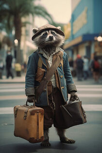 Cunning Raccoon on the Street LA - Listiger Waschbär auf der Straße LA von Erika Kaisersot