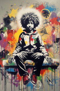 Graffiti Kind im Banksy Stil fürs Kinderzimmer | Graffiti child in Banksy style for the childrens room von Frank Daske