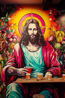Jesus Christus Letztes Abendmahl - Graffiti Street Art Stil von Frank Daske