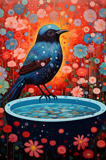 Blauer Vogel mit Blumenmuster | Blue bird with floral pattern by Frank Daske